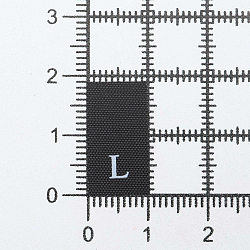 Этикетка-размерник 10*20мм П/Э, 100шт/упак, черный фон/белый шрифт (MN)