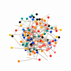 28401 Булавки с цветной головкой 25*0,65мм, металл/пластик, 120шт в боксе, PONY