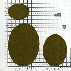 59404 Набор заплаток пришивных из замши, овал 4*5,5см, 6*8,2см, 8*10,9см, с перфорацией, 3шт/упак