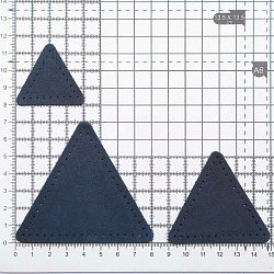 59406 Набор заплаток пришивных из замши, треугольник равностор. 4, 6 и 8см, с перфорацией, 3шт/упак