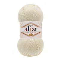 Пряжа ALIZE 'COTTON BABY SOFT ' 100гр. 270м (50% хлопок, 50% акрил) (62 молочный)