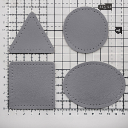 9723 Набор заплаток пришивных из кожи, круг, квадрат, треугольник, овал 6см, с перфорацией, 4шт/упак