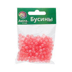 2006 Бусины пластиковые, полупроз., цветные, круглые, 6мм, 20гр, 170(+/-10)шт/упак,Astra&Craft