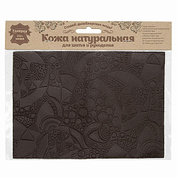 7004 Кожа натуральная в листах фактурная А5 (21*14,8см) Абстракция с кругом, 100% кожа