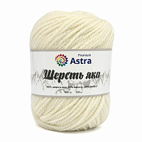 Пряжа Astra Premium 'Шерсть яка' (Yak wool) 100гр 120м (+/-5%) (25%шерсть яка, 50%шерсть, 25%фибра) (01 белый)