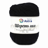 Пряжа Astra Premium 'Шерсть яка' (Yak wool) 100гр 120м (+/-5%) (25%шерсть яка, 50%шерсть, 25%фибра) (12 черный)