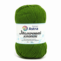 Пряжа Astra Premium 'Молочный хлопок' (Milk Cotton) 50гр 100м (+/-5%) (50%хлопок, 50%молочный акрил) (14 зеленый)
