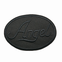 LA559 Термоаппликация круг 'ANGEL' black 93мм*67мм