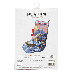 Набор для вышивания LetiStitch 'Новогодний носок' 24,5*37см